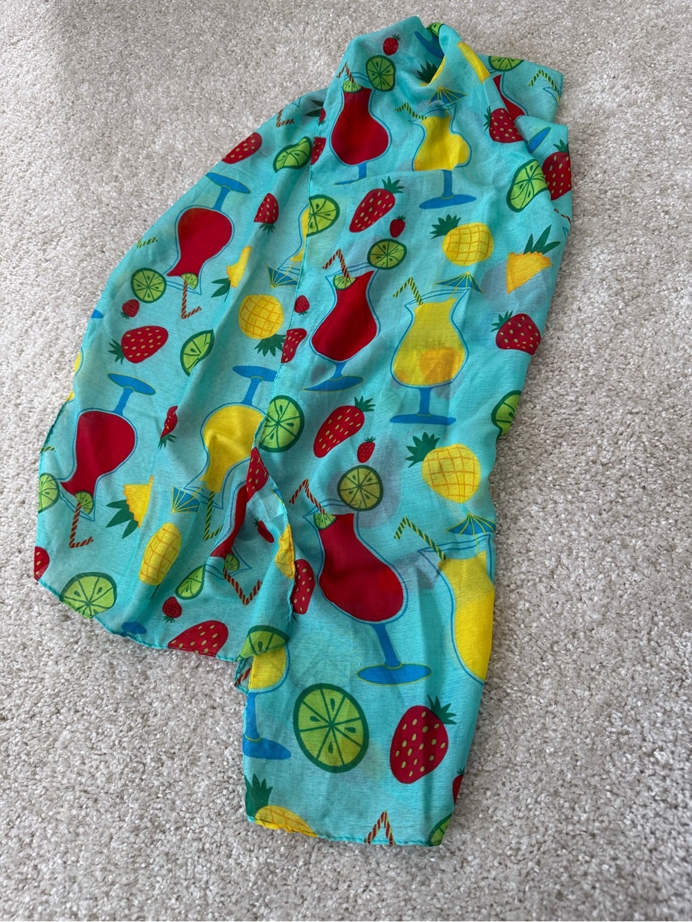 Tropical Cocktail Print Scarf NWOT